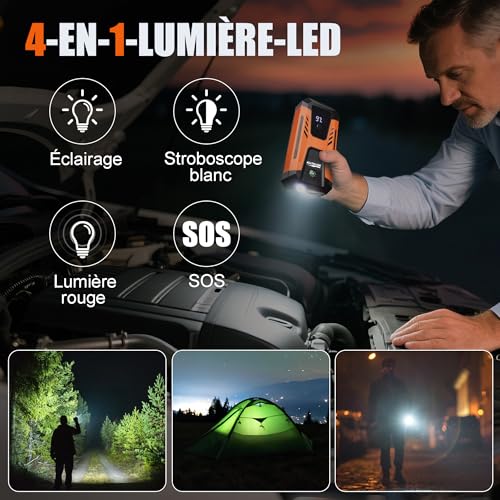 Jump starter 26640mWh avec charge rapide 20W et écran d'affichage LED - 3