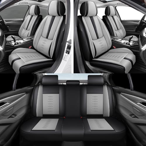 Image of Car Seat Covers for Toyota Camry 2012-2025 2026,Waterproof Leather Seat Covers 5-Seats Standard,Car Interior Accessories with Airbag,Car Seat Protectors for Camry(Black+Gray)