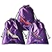 Gold Fortune 3 Packs 10.5" x 14" (L x W) Embroidered Silk Jacquard Travel Lingerie and Shoes Bags with Drawstring Closure (Purple)