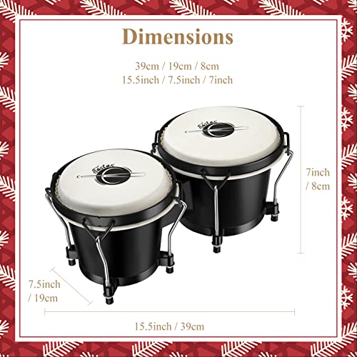 Eastar Bongo Drums 6” And 7” Congas Drums For Kids Adults Beginners Professional Wood Percussion Instrument With Bag And Tuning Wrench, Black #TOP1