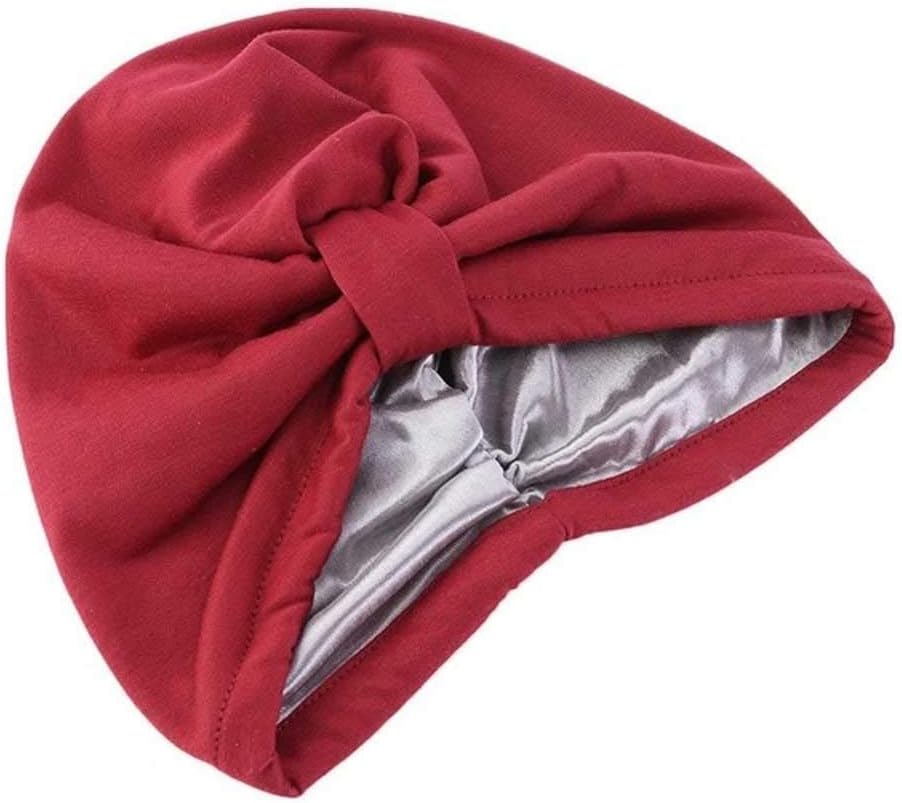 HBJWOV Styling Women's Hair Cap for Sleeping Hat Layer Satin Elastic Lined Headscarf Bonnet Headband Turban