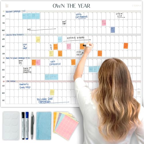 Own the Year GIANT UNDATED Wall Calendar | 4ft x 3ft Full-Year Dry Erase Planner Start Anytime,...