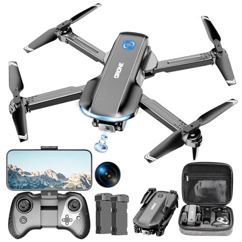 Drone with Camera 1080P HD FPV Foldable Drone for Adults and Beginners, RC Quadcopter with Gravity Control, One Key Take Off/Land, Optical Flow Positioning, 360° Flip, 3 Speed Mode, Waypoint Fly Grey