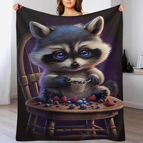 Manta de mapache original para regalar como cobertor de sofá suave 2