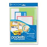 Post-it Wall Pockets, Multiple Sizes, Assorted Colors with Greek Key Design, 3-Pack