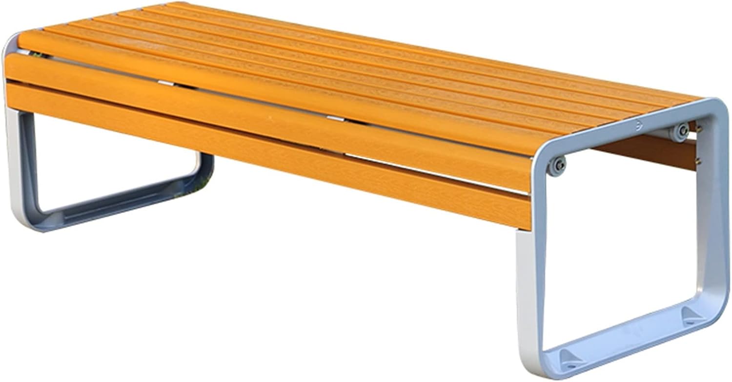 Weatherproof Outdoor Patio Bench - Durable Cast Aluminum Frame with Solid Wood Seat, Double Seat Garden Chair for Backyard, Porch, Deck, Lawn Furniture (Color: Wood)