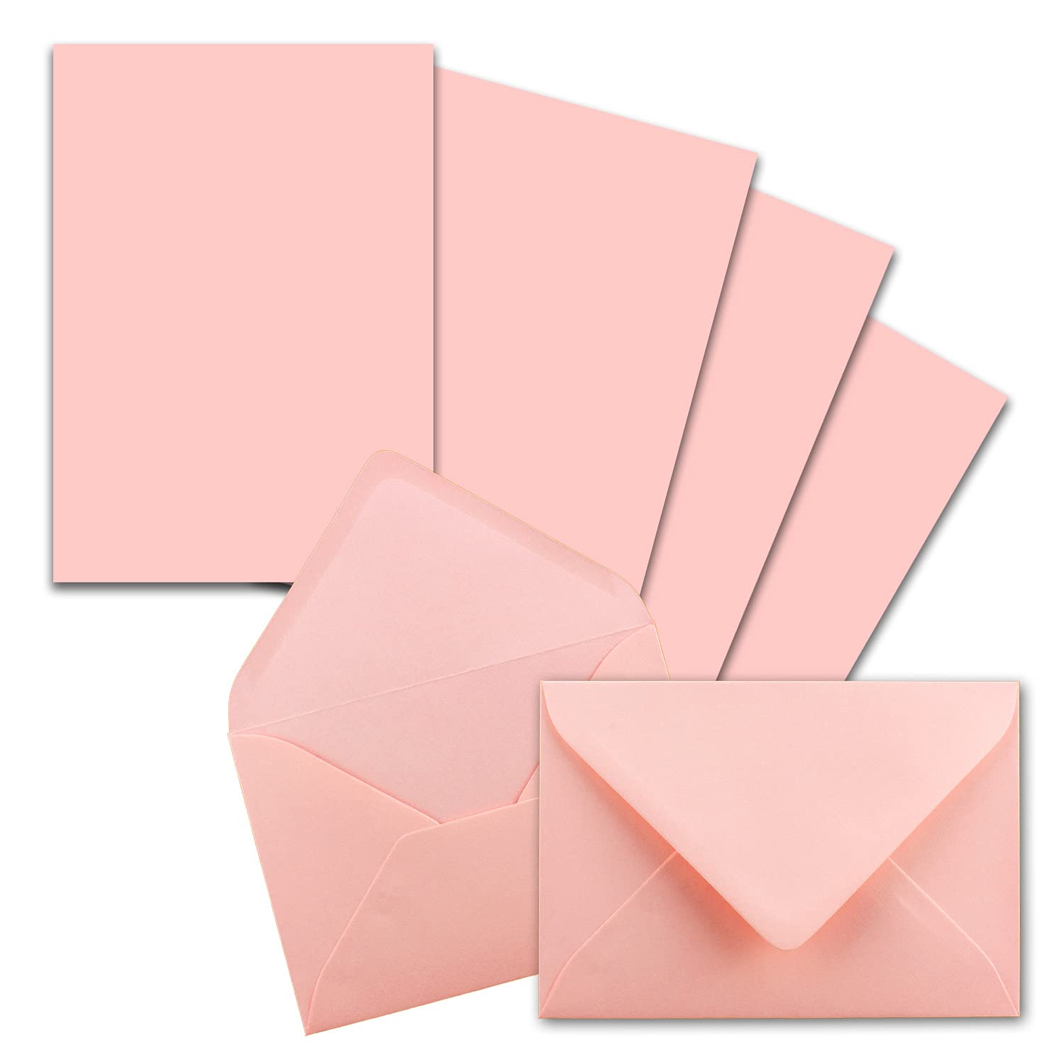 FarbenFroh by Gustav Neuser - Set di 400 fogli di carta da lettere opaca, formato DIN A5, con buste in formato C6, incollaggio a umido (rosa), colore rosa