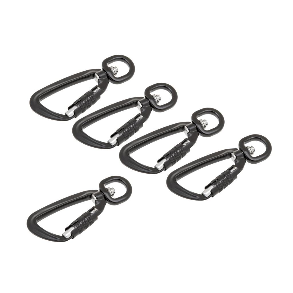 5pcs 500KG Auto Locking Carabiner Rotating Ring Outdoor Keychain Hook Black| Heavy Duty Locking Carabiner Clip | D-Ring Hook for Camping, Hiking, Climbing-image-47