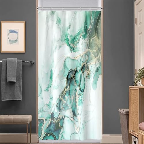 Uiiooazy Green Marble Shower Curtain - Image 3