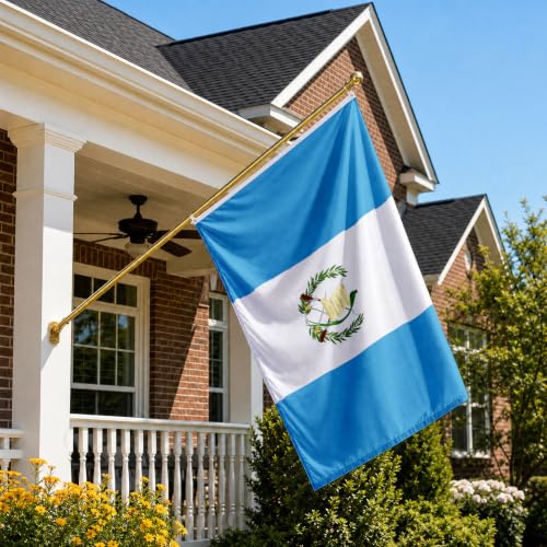 Image of AhfuLife 2pcs Guatemala Flag 3x5 Ft, Large Guatemalan Flags for Outside - Double Side with Brass Eyelets for Olympic Party Decorations, Soccer Party Decoration Bar Garden Street Decoration Indoor Outdoor