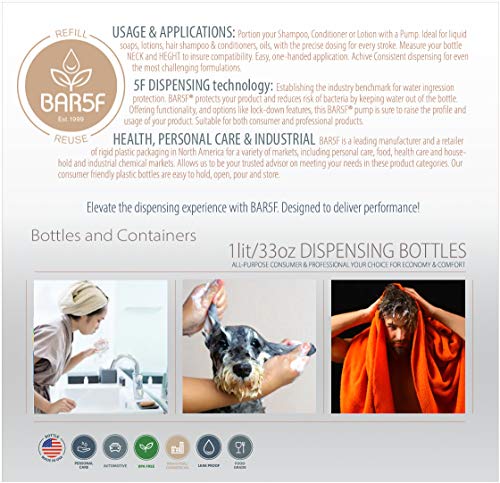 Bar5F 16.9 Oz. Empty Pump Bottles for Shampoo Lotion Body Wash Moisturizer Face Cream Liquid Hand Soap Crystal-Clear BPA Free 3-Pack3