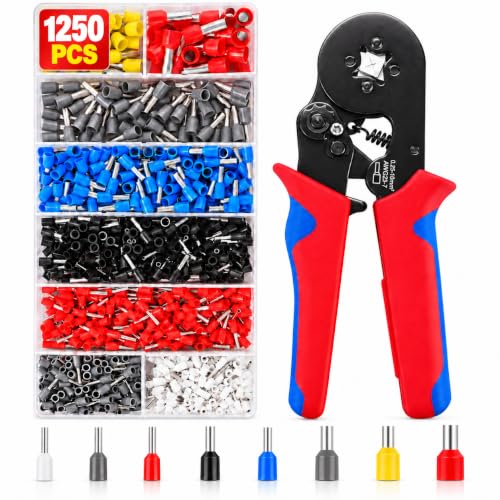 MMOBIEL Ferrule Crimping Tool Kit, 1250 Wire Ferrules, AWG 23-7 0.25-10mm²