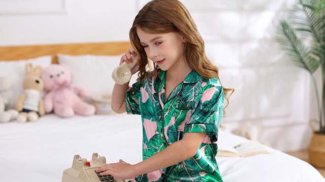 Pyjama Assorti SWOMOG Ensemble De Pyjama Unisexe En Satin De Soie