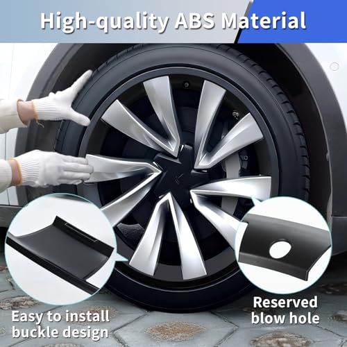 Image of Tesla Model Y Juniper Rim Protector Fit 20 inch Helix 2.0 Wheels 2025-2026|Wheel Covers 20 inch|ABS Guard Hubcap Cover for Curb Rash Prevention| Model Y Juniper Accessories|Matte Black(Set of 4)