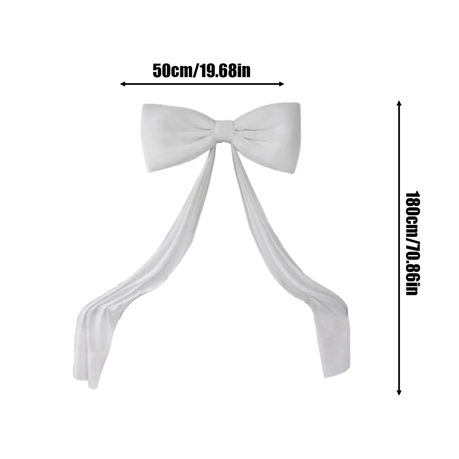 Große Schleifen Große Samt-Baumspitze mit Schleife, Weihnachtsdekoration, großes Band for Tür, Fenster, Hochzeit, Party, Hintergrunddekoration(White)