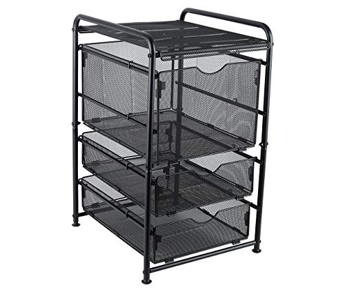 image for EasyPAG Assemble Mesh File Cart with Rolling Wheels 1 File Cube Organi