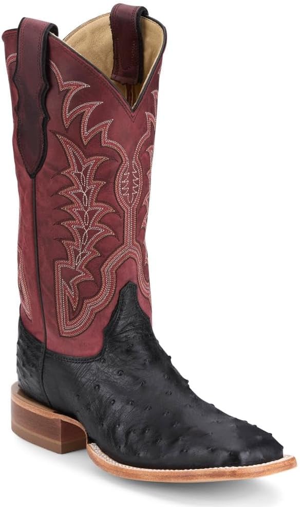 Justin Boot Company Men's Chisolm Full Quill Ostrich 13in Salsa Red Cowhide Top
