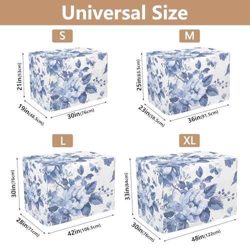 Housse de cage pour chien L résistante au vent motif floral bleu et blanc - 4