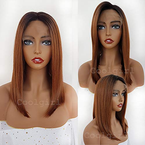 Coolgirl 1b/30 Color Short Bob Hair Synthetic Lace Front Wigs Ombre BOB Style Heat Resistant Synthetic BOB Wig Syle with Baby Hair for Women