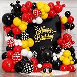 175Pcs Red Yellow Black Balloon Garland Arch Kit - Cartoon Mouse Theme Party Decorations with 18 12 10 5 Different Sizes Party Balloons for Birthday Anniversary Baby Shower Backdrop Decorations