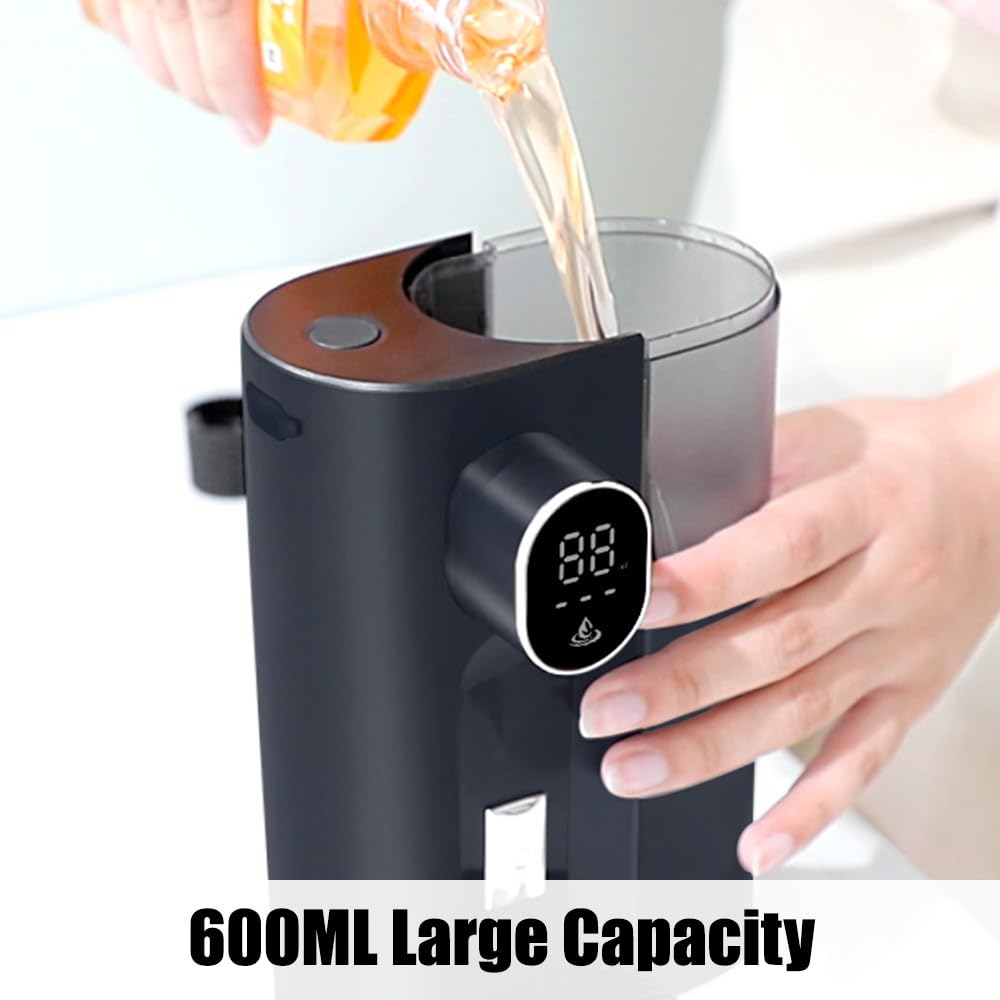 Dispenser per Colluttorio Automatico, 600 ML Distributore per Collutori Ricaricabile da Parete, Erogatore di Collutorio 3 Livelli di Erogazione con 2 Tazze Magnetico per Bagno