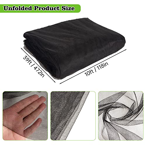 Mosquito Netting 39X10Ft Garden Mesh Netting, Fly Bird Net Barrier Hunting Blind Plant Protecting Net, 3X12M Black #TOP1