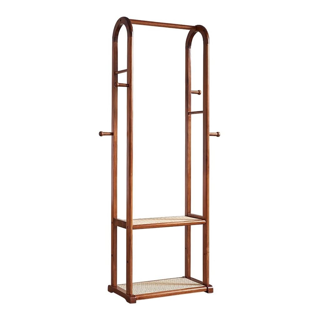 AHGFTYRDT Coat Rack Freestanding Home Simple Rattan Storage Rack Bedroom Floor Hanging Clothes Hanger Hall Tree