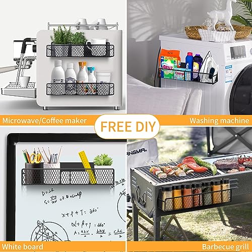 DTUQYX Magnetic Spice Rack, 6 Pack, Black Metal, Refrigerator Organizer, with Paper Towel Holder, Kitchenware Holder, Strong Magnets, Space Saving, Corrosion Resistant - Image 8