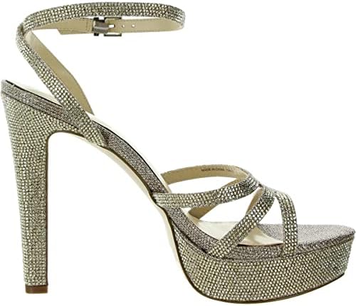 Jessica Simpson Women's Balina Ankle Strap Platform Sandal Heeled, Gold, 8.5 | Image 1