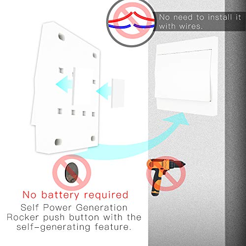 Tomshin Kit de interruptor de luz e receptor sem fio 110-230V, interruptor autoalimentado, controle