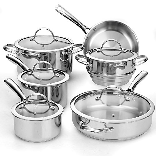 Cooks Standard 11-Piece Classic Stainless Steel Cookware Set