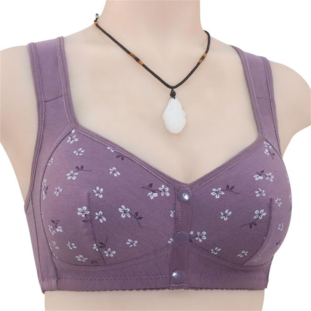 Daisy Bras for Older Women No Underwire Front Closure Comfort Senior Wireless Snap Closing Bra - Image 2