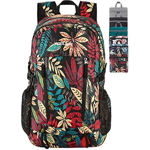 Tomule Mochila Trekking Impermeable Plegable 40L Rojo Floral A Cover
