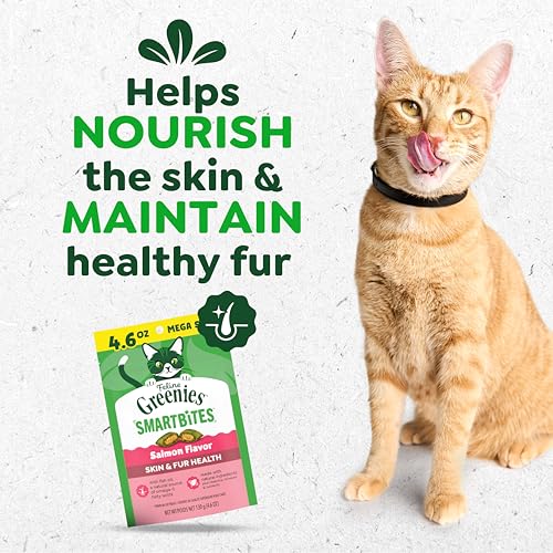 Greenies Feline Smartbites Skin & Fur Health Cat Treats, Salmon, 4.6 oz - image 2