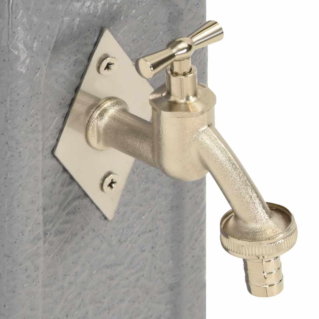 Dystrybutor wody jasnoszary o wyglądzie kamienia HDPE 24 x 24 cm cokół 90 cm wysokość z przyłączem węża i kranem 1/2 cala do nawadniania ogrodu