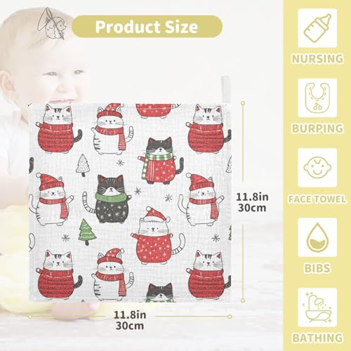 vvfelixl Cute Cartoon Fat Cats Baby Burp Cloths Baby Muslin Washcloths for Boys Girls Cotton Babys Face Towel for Newborn Infants Soft and Absorbent 11.8 X 11.8 in, 5 Pack4