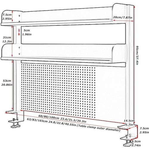Poste de travail compact ordonné grâce à l'étagère de bureau 60 cm et sa rallonge supérieure - 4