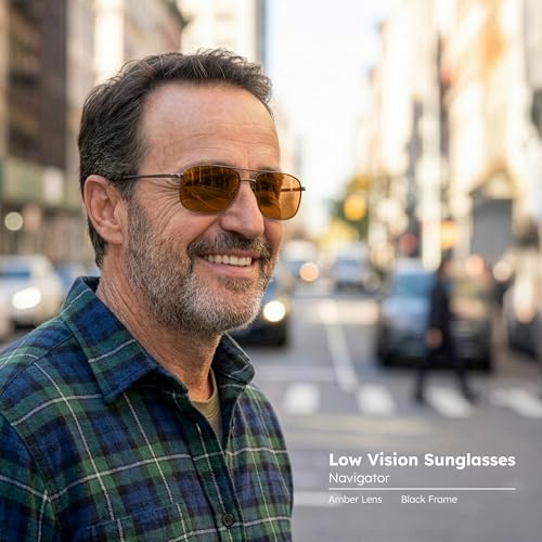 Image of NoIR Blue Blocker Low Vision Sunglasses, Lightweight Glasses with Full UV Protection for Macular Degeneration, Corneal Pathology, Retinitis Pigmentosa and Diabetic Retinopathy, 01 54