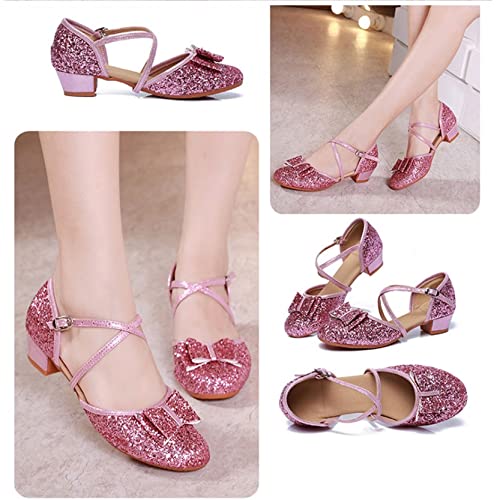 Kids Latin Dance Shoes Pink Glitter Girls Child Tango Salsa Dance Shoe Soft Sole Jazz Ballroom Dancing Shoes Children Woman (Color : Pink, Size : 5.5)4