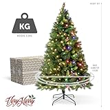 VeryMerry 6FT Pre Lit Christmas Tree 2in1 Dual-Color - Warm White/Multi Colour 300 LED Lights with Auto-Off Timer, 9 Lighting Modes and Foldable Metal Stand - Snowhill - Image 7