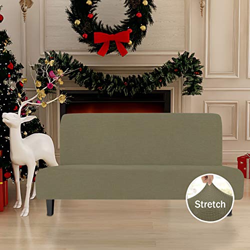 Image of Easy-Going Stretch Large Futon Slipcover Armless Futon Cover Khaki