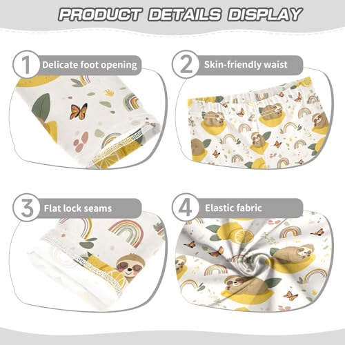 Cute Sloth Lemon Rainbow Girls Leggings Ultra Soft Compression Yoga Gym Pants for Kids 4-10T3