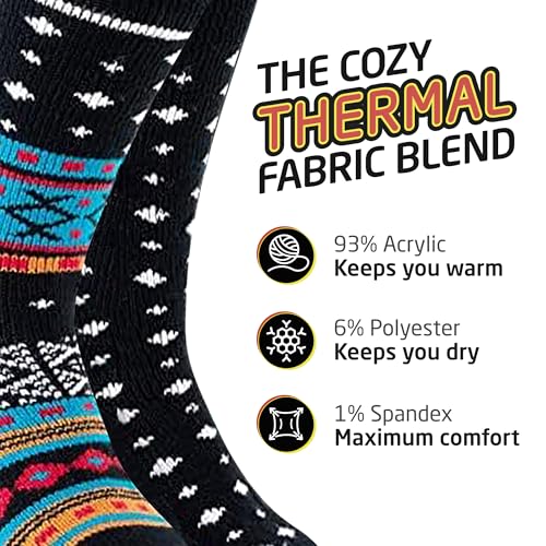Image of HOT FEET Thermal Socks For Women- Cold Weather Thick Warm Winter Hiking Insulated Socks, Stocking Stuffers, Women Size 4-10.5