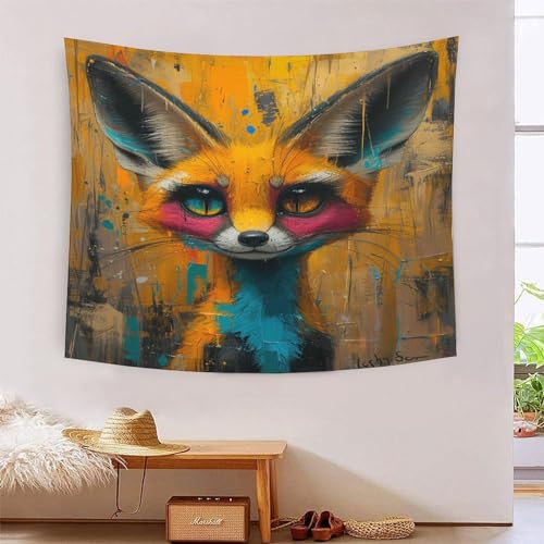 Tapiz de pared estético VZOMANLEX con dibujo de zorro 3D, decoración para salón y dormitorio