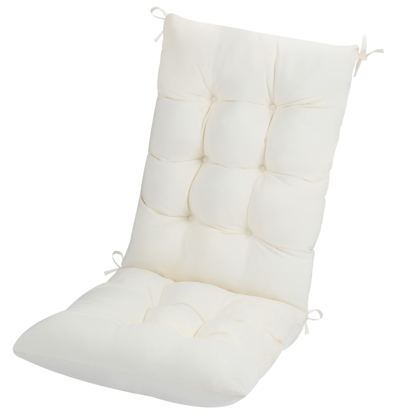 RIMEPATIO Outdoor High Back Chair Cushion 120x45cm, 8cm Thick Tufted Waterproof Rattan Seat Pad with Ties for Garden & Patio Dining Chairs, Loungers, Recliner, Grey — view 9