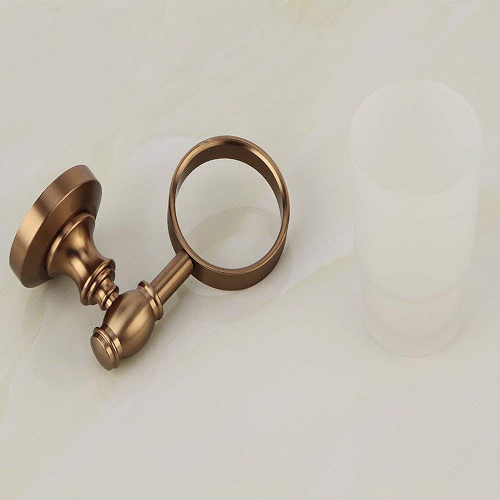 GZZ European-Style Antique Aluminium Halterung und Glas Zahnputzbecher Set, Home Badezimmer an der Wand befestigte Metall Anhänger