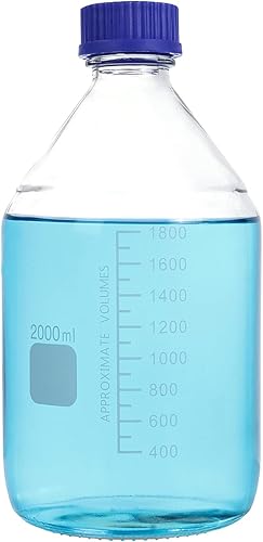 Moonetto 1 pieza 2 litros 67.6 fl oz graduado medios redondos medios de comunicaciónalmacenamiento botellas de vidrio solvente con tapón de rosca de