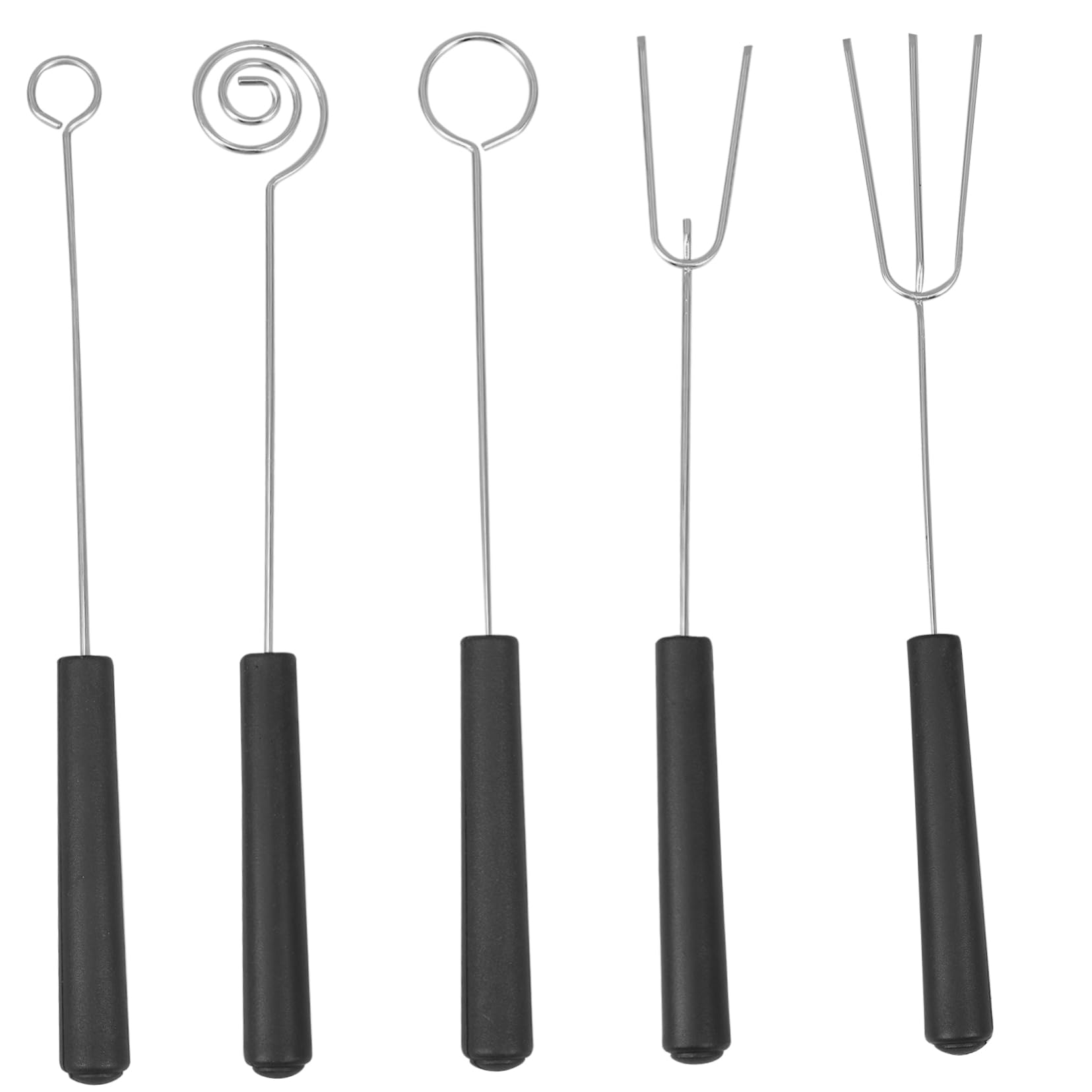 Mipcase 5pcs Stainless Steel Chocolate Fork Picks Two-prong Spiral Three-prong and Shapes for Dipping Nuts Fruits and Candies Kitchen Gadget for Bbq Candy and Cake Decorating