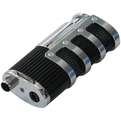 Prestige Import Group - Supernova Triple Jet Flame Torch Windproof Lighter With Punch Cutter Tool - Color: Chrome/Black #TOP2