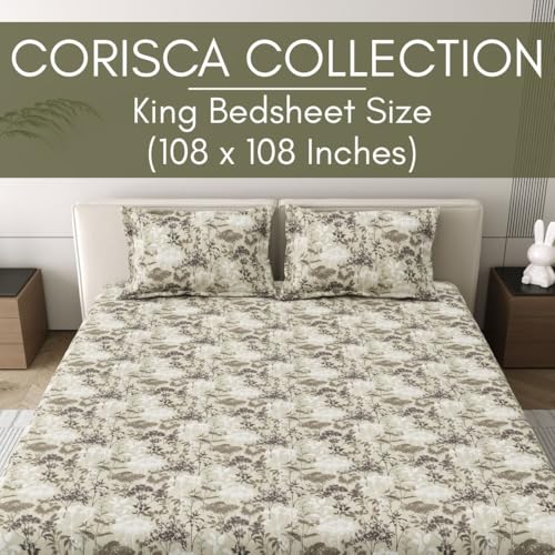 Image of Mafatlal 186 Tc Corsica Pure Cotton King Size Bedsheet | 108 X 108 Inches | Refreshing Summer Chadar for Breathable Sleeping Comfort | Bedding Set with 2 Pillow Covers | Soft Lavender